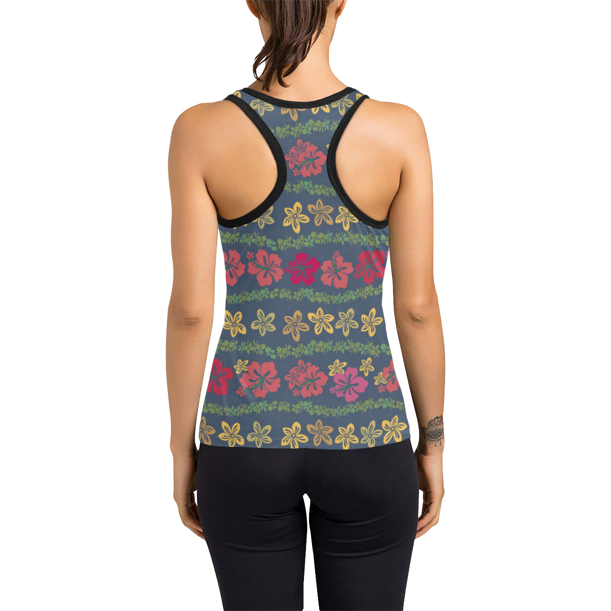 Hawaiian Themed Pattern Print Design H018 Women's Racerback Tank Top