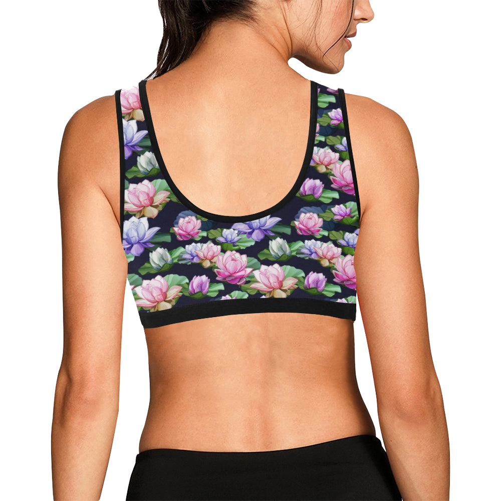 Lotus Flower Print Design Sports Bra