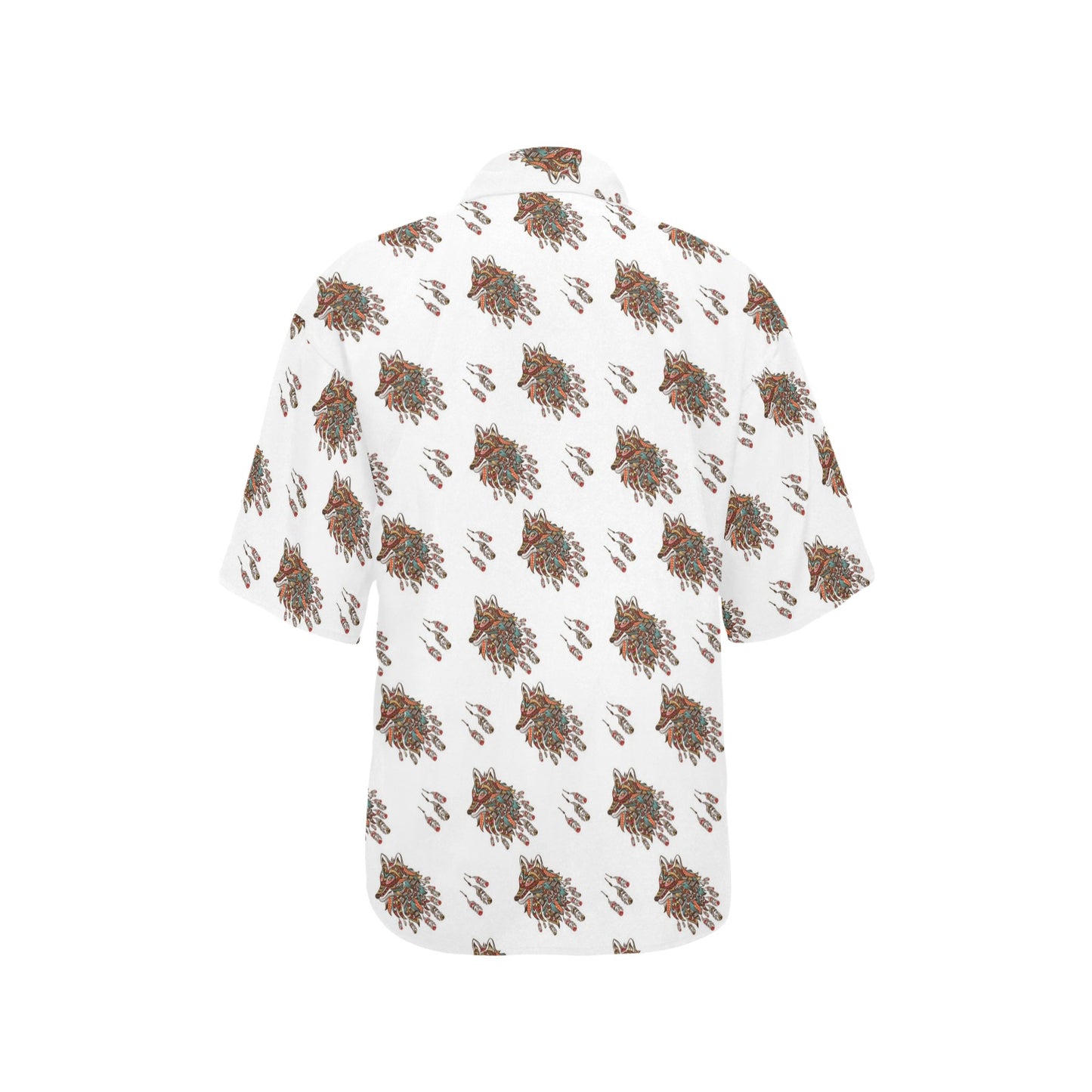 Aztec Wolf Pattern Print Design 02 Women's Hawaiian Shirt
