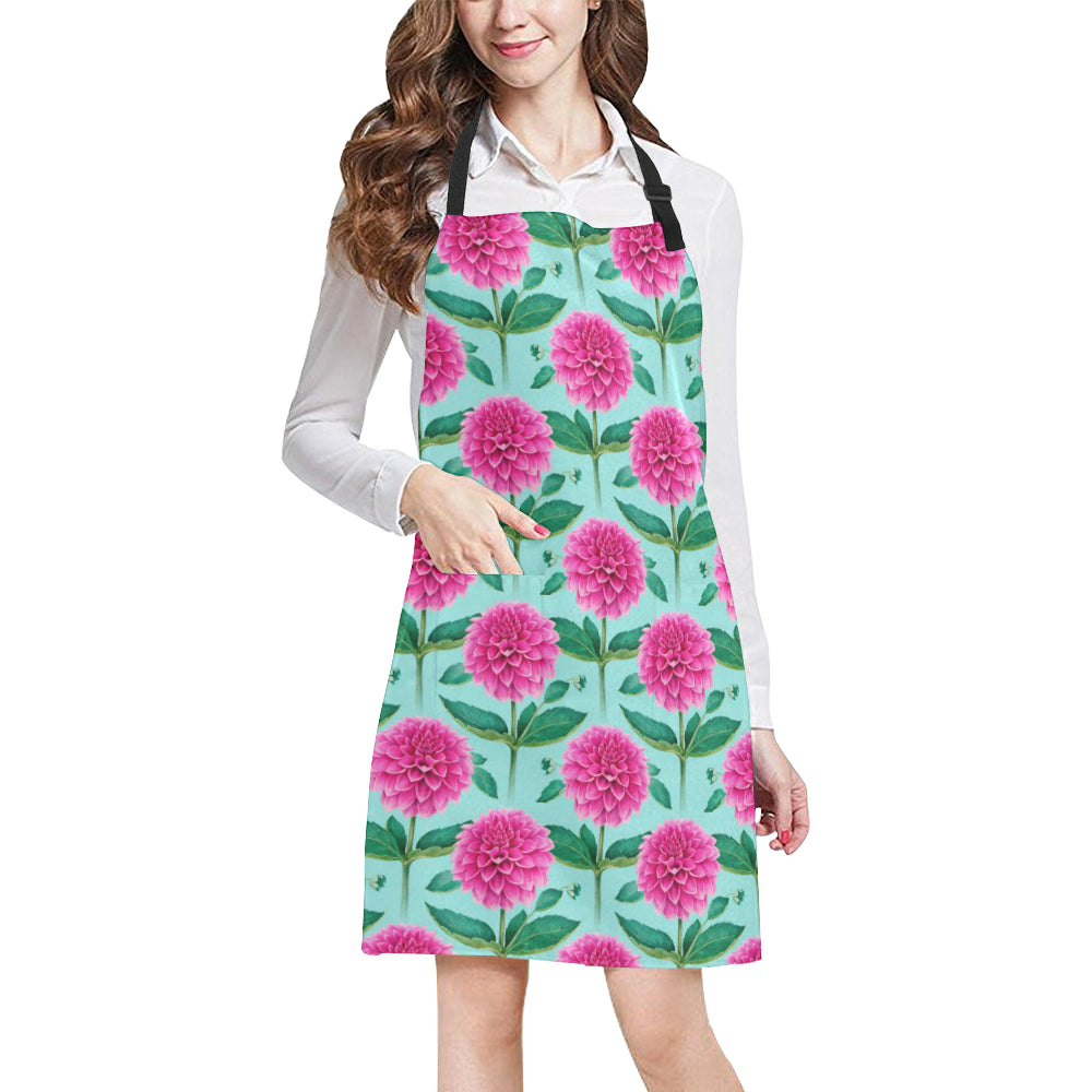 Dahlia Pattern Print Design DH08 Apron with Pocket
