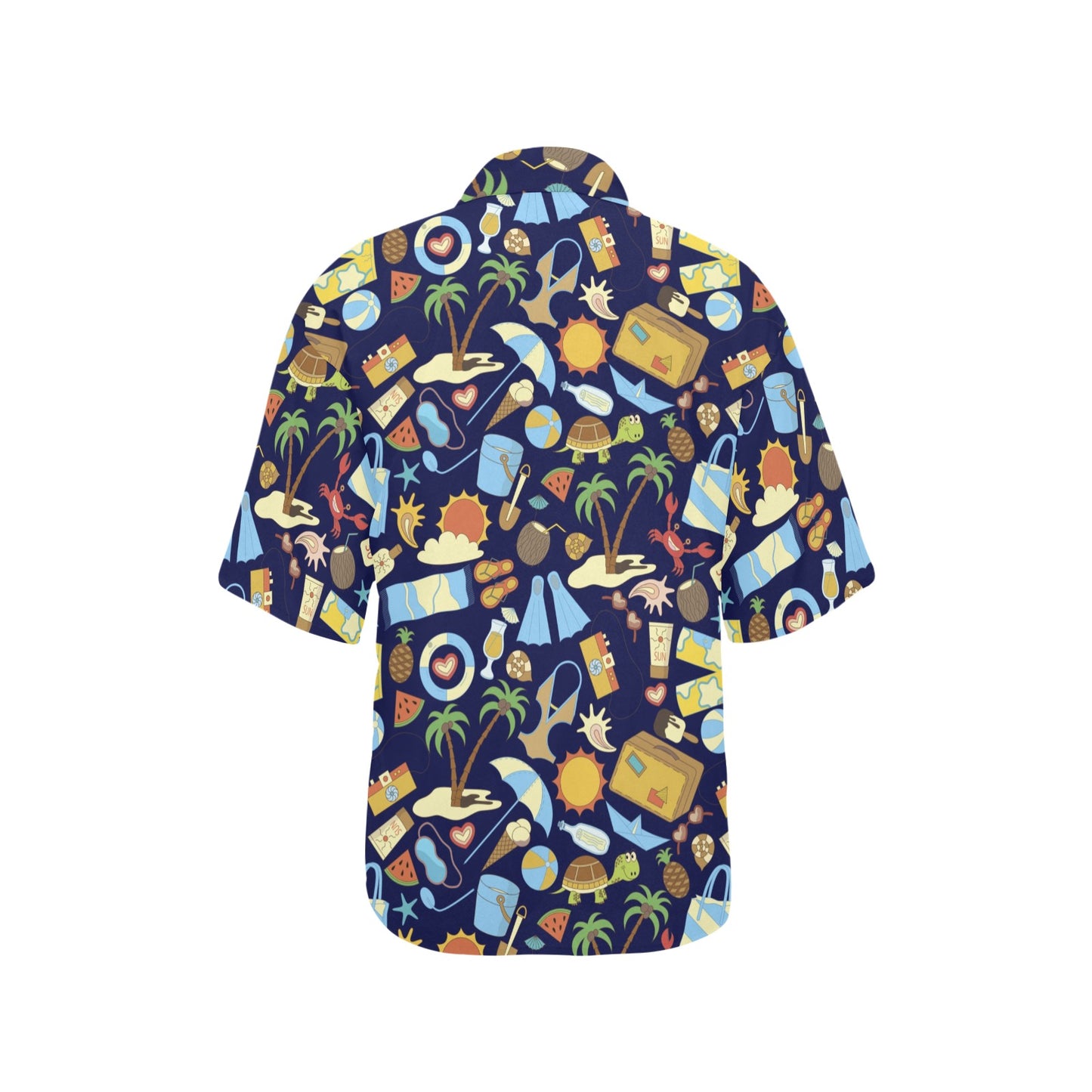 Beach Themed Pattern Print Design 04 Women's Hawaiian Shirt