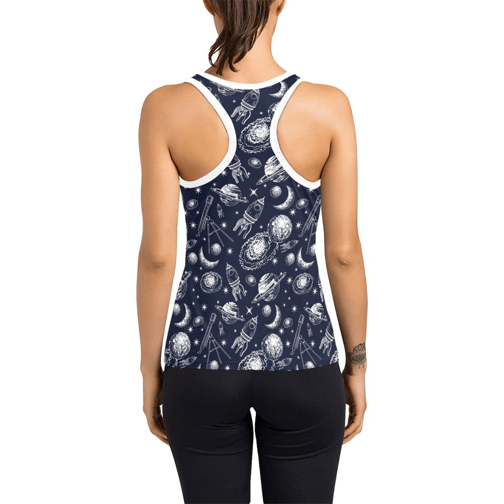 Space Rocket Print Design LKS301 Women's Racerback Tank Top