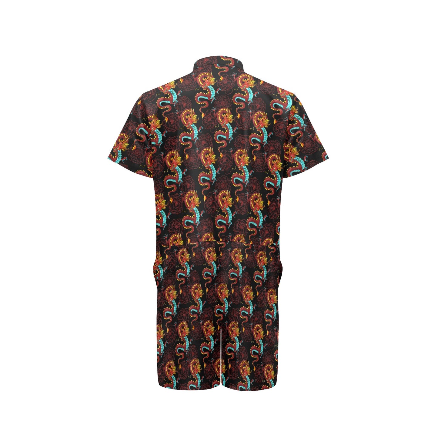 Chinese Dragons and Peonies Design Men's Romper