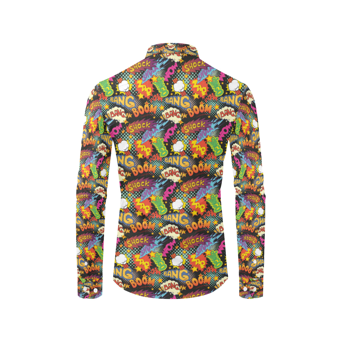 Comic Book Pattern Print Design 01 Men's Long Sleeve Shirt