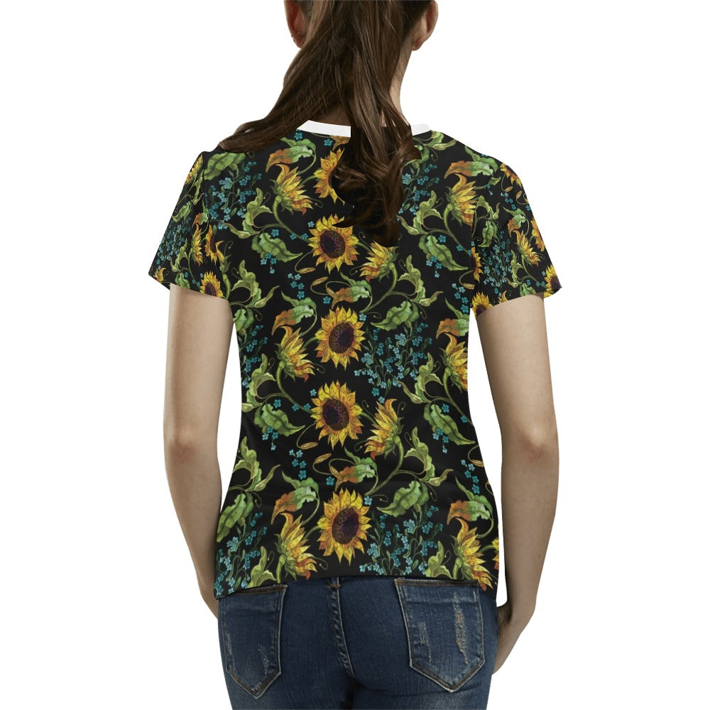 Sunflower Print Design LKS308 Women's T-shirt