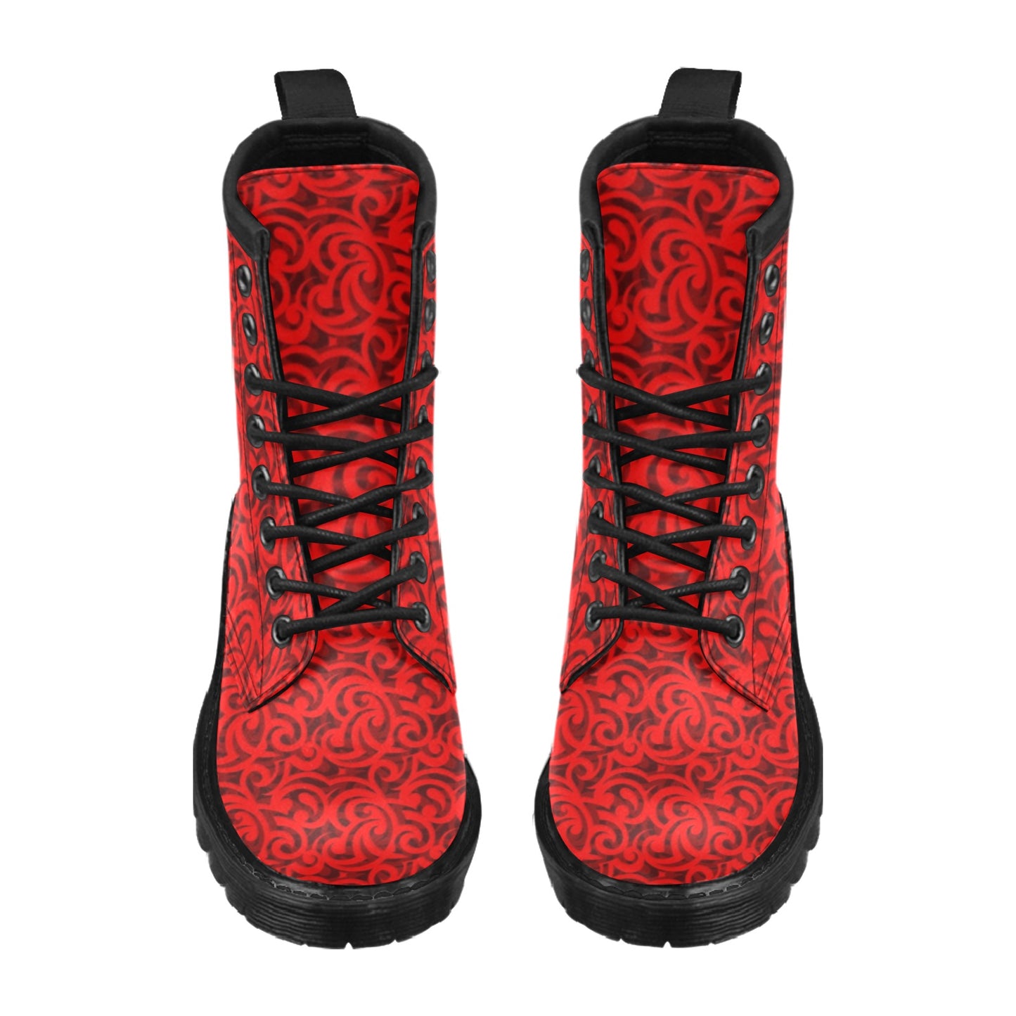 Maori Red Themed Design Print Women's Boots