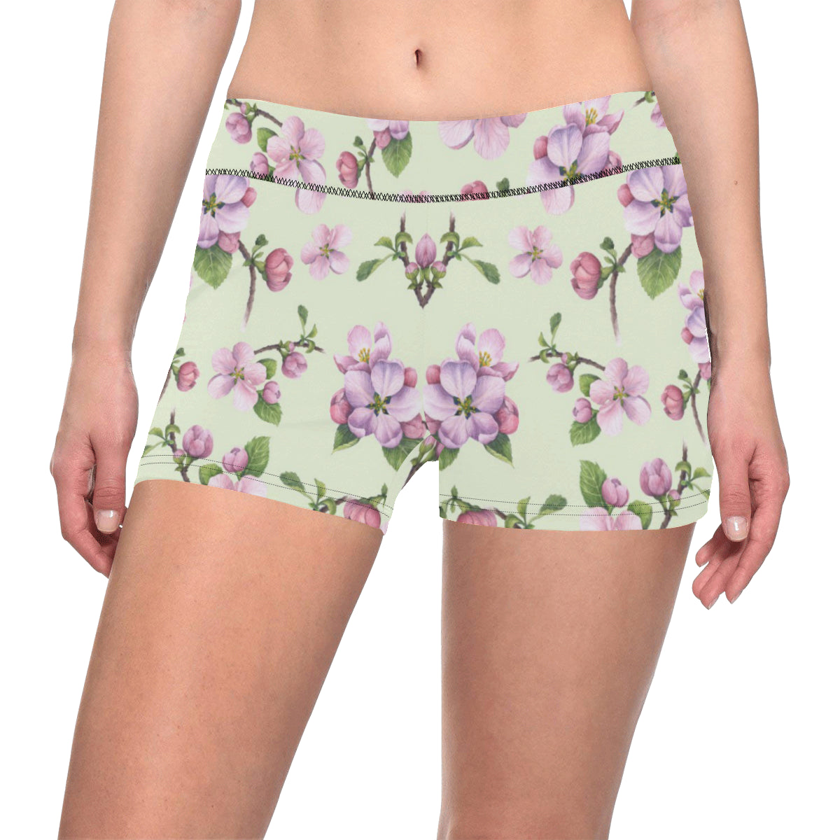 Apple blossom Pattern Print Design AB05 Yoga Shorts