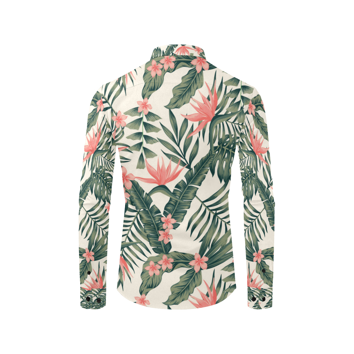 Tropical Flower Palm Leaves Men's Long Sleeve Shirt