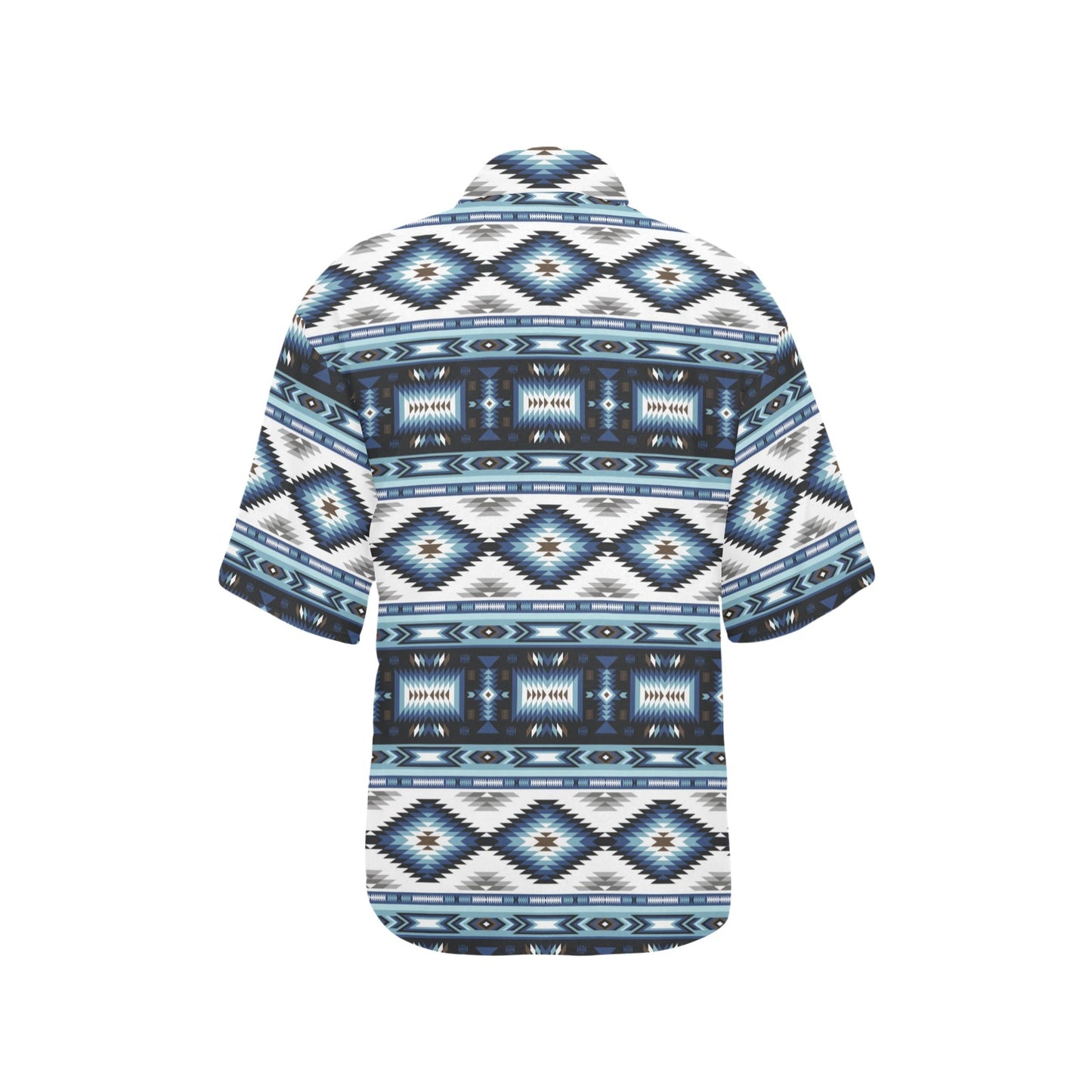 Navajo Dark Blue Print Pattern Women's Hawaiian Shirt