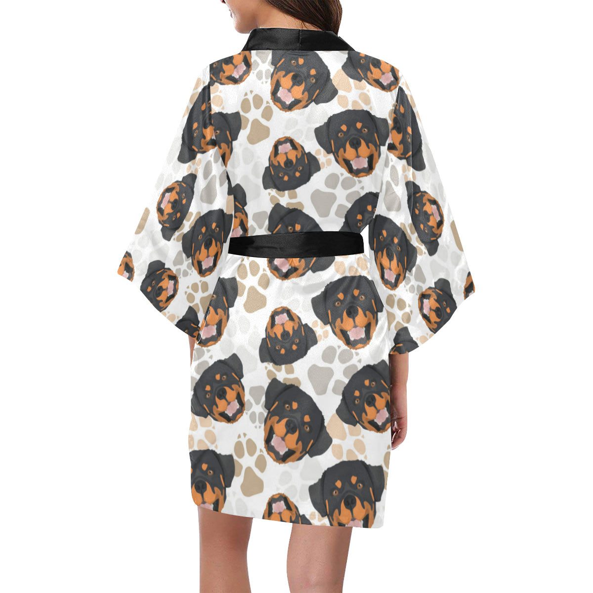 Rottweiler Pattern Print Design A03 Women's Short Kimono