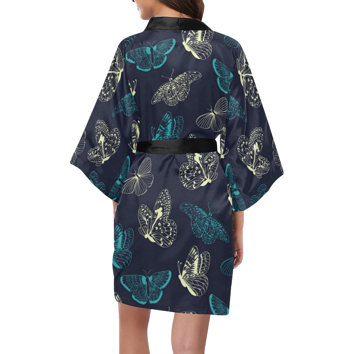 Monarch Butterfly Pattern Print Design 01 Women's Short Kimono