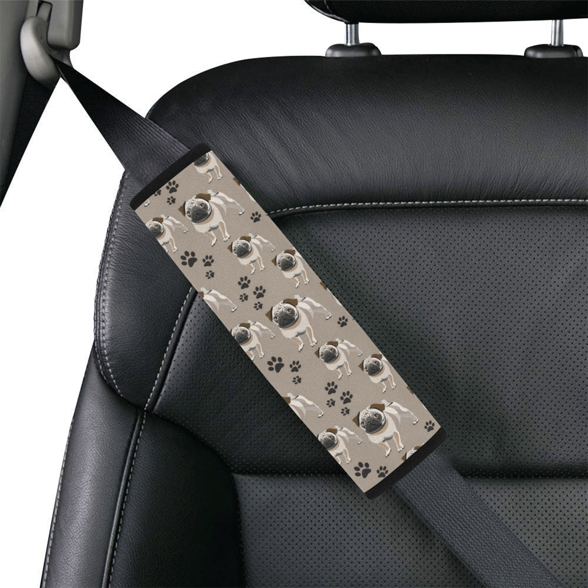 Pug Pattern Print Design A04 Car Seat Belt Cover