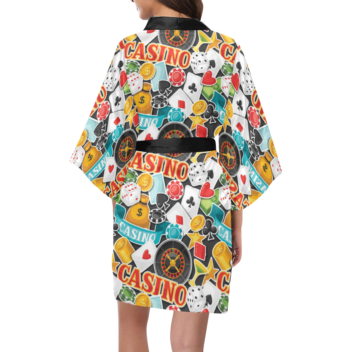 Casino Pattern Print Design 03 Women's Short Kimono