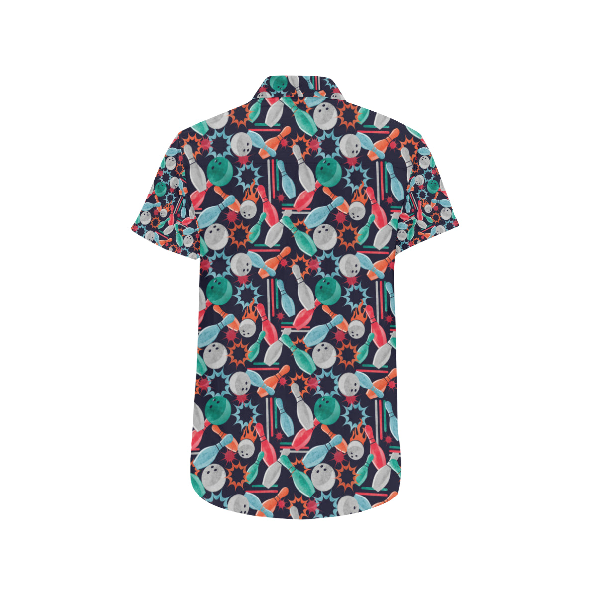 Bowling Pattern Print Design 08 Men's Short Sleeve Button Up Shirt