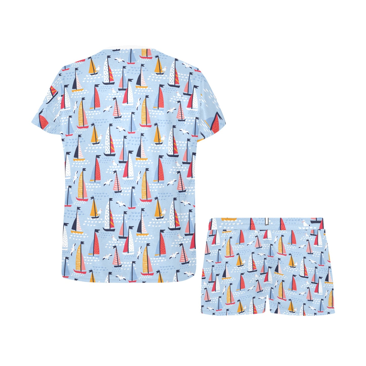 Sailboat Print Design LKS304 Women's Short Pajama Set