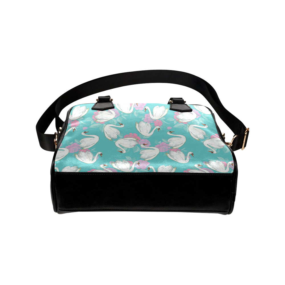 Swan Pattern Print Design 03 Shoulder Handbag
