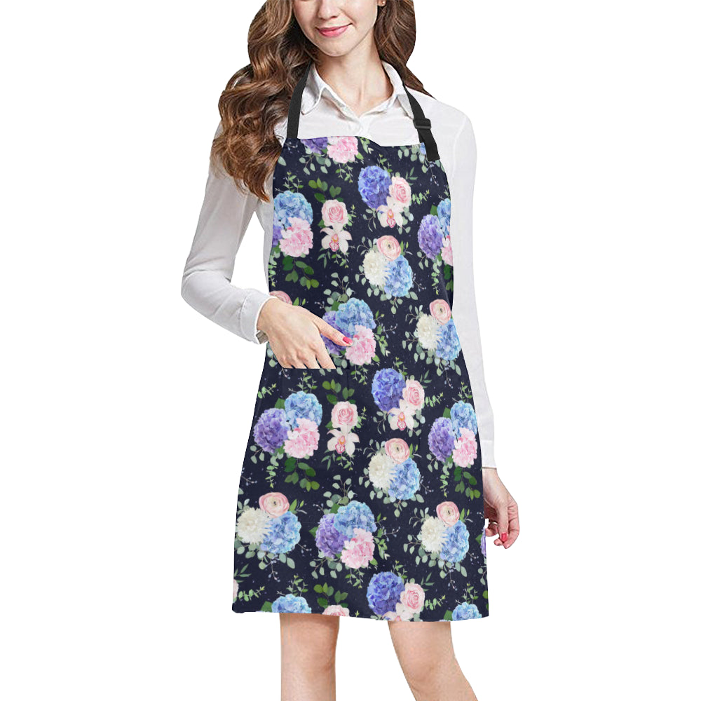 Hydrangea Pattern Print Design HD01 Apron with Pocket
