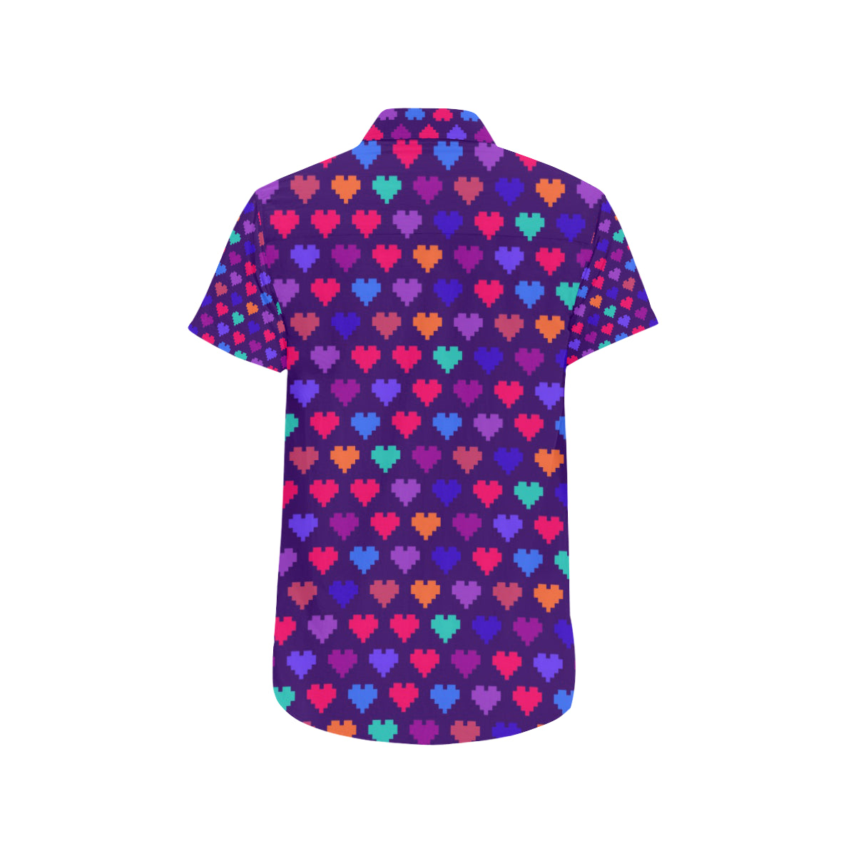 Heart Pixel Pattern Print Design HE03 Men's Short Sleeve Button Up Shirt