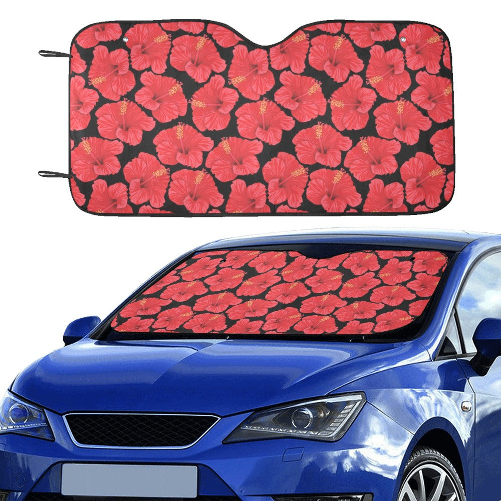 Hibiscus Red Pattern Print Design LKS306 Car front Windshield Sun Shade