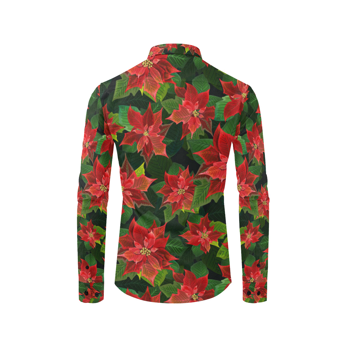 Poinsettia Pattern Print Design POT04 Men's Long Sleeve Shirt