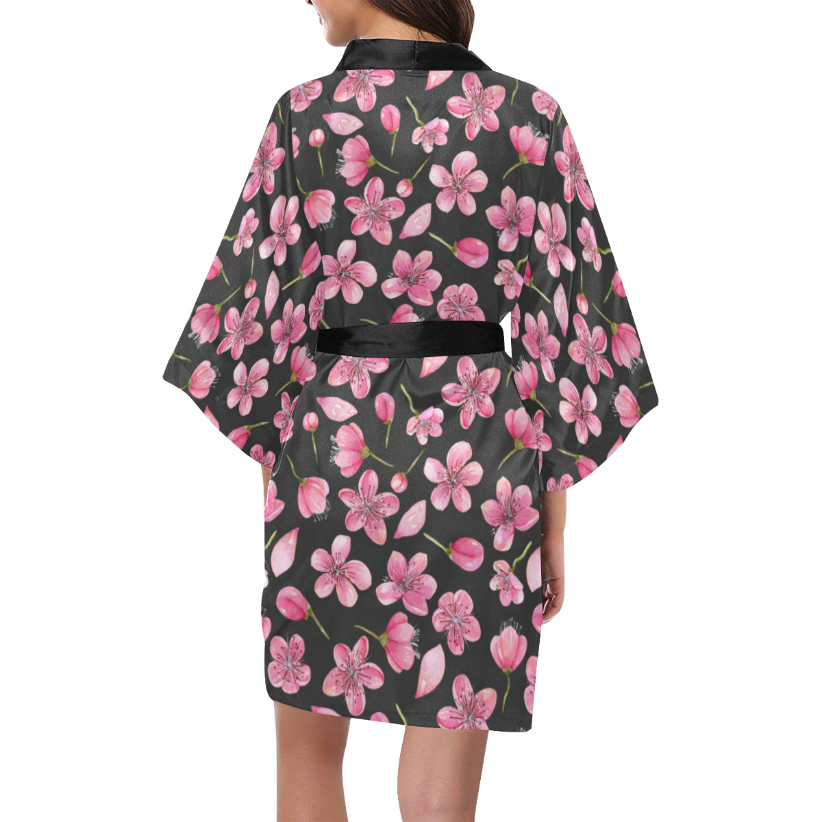 Apple blossom Pattern Print Design AB03 Women Kimono Robe