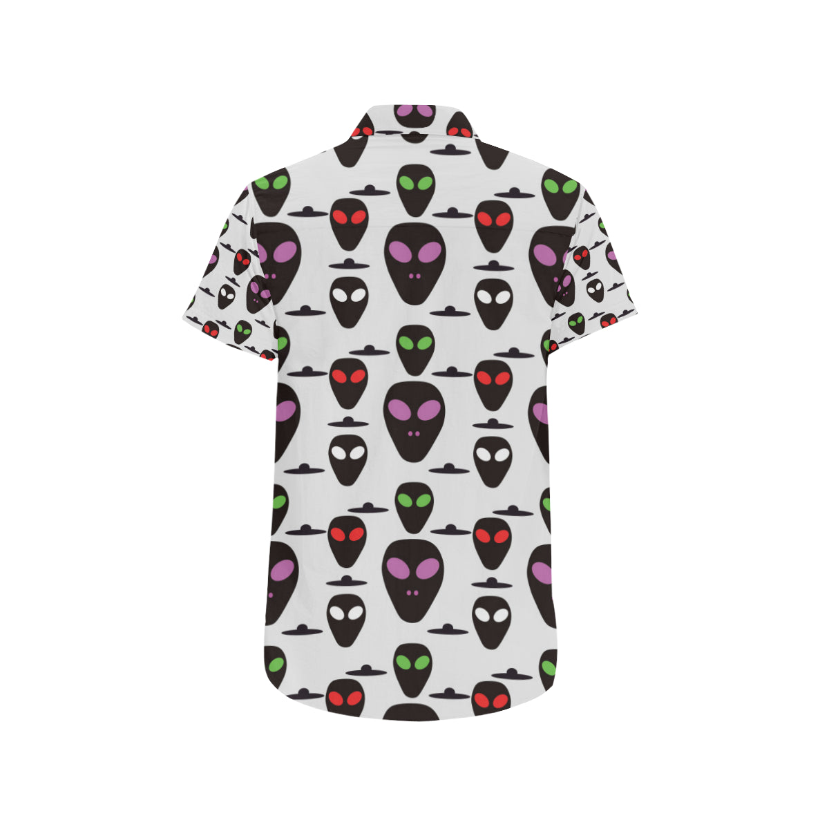 Alien Pattern Print Design 06 Men's Short Sleeve Button Up Shirt