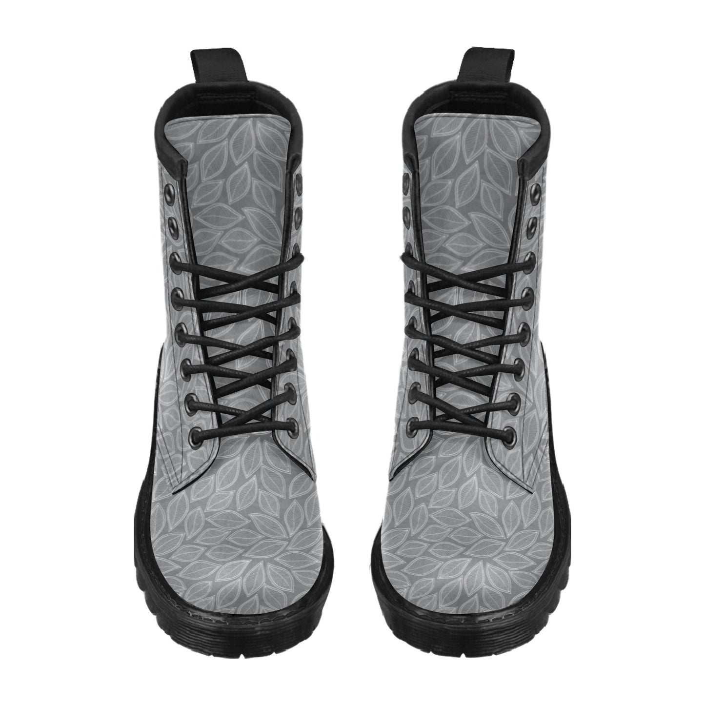 Elm Leave Grey Print Pattern Women's Boots