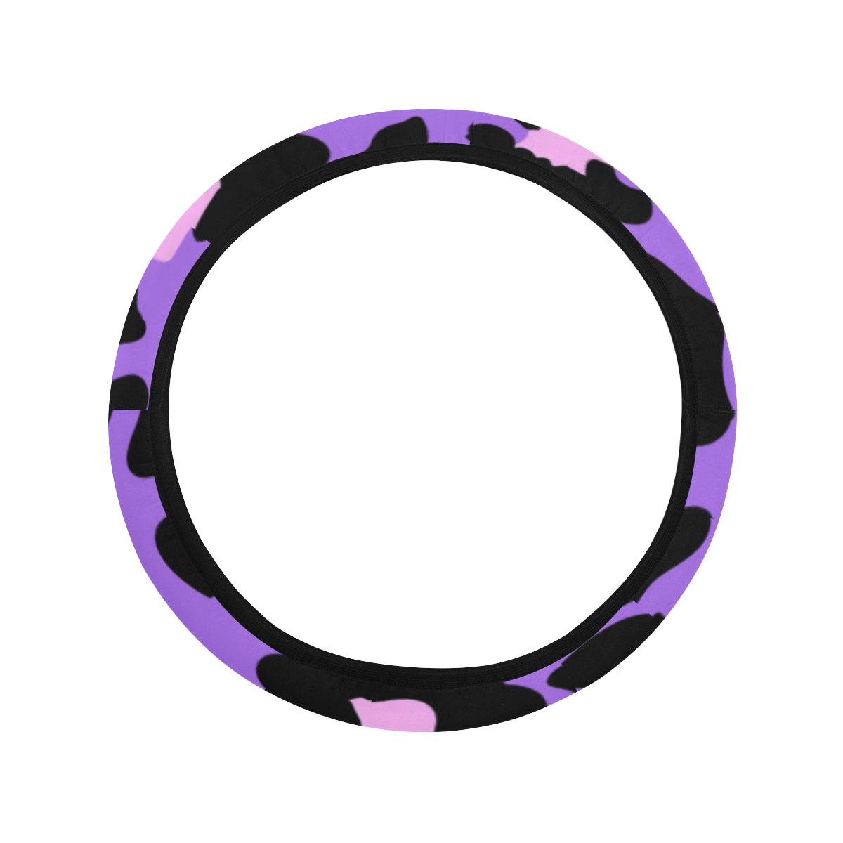 Cheetah Purple Neon Print Pattern Steering Wheel Cover with Elastic Edge