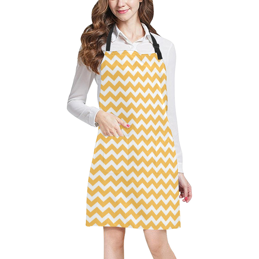 Chevron Orange Pattern Print Design 01 Apron with Pocket