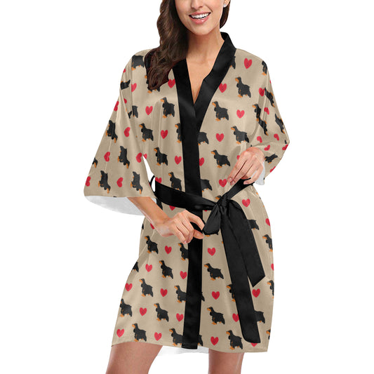 Cocker Pattern Print Design 02 Women's Short Kimono