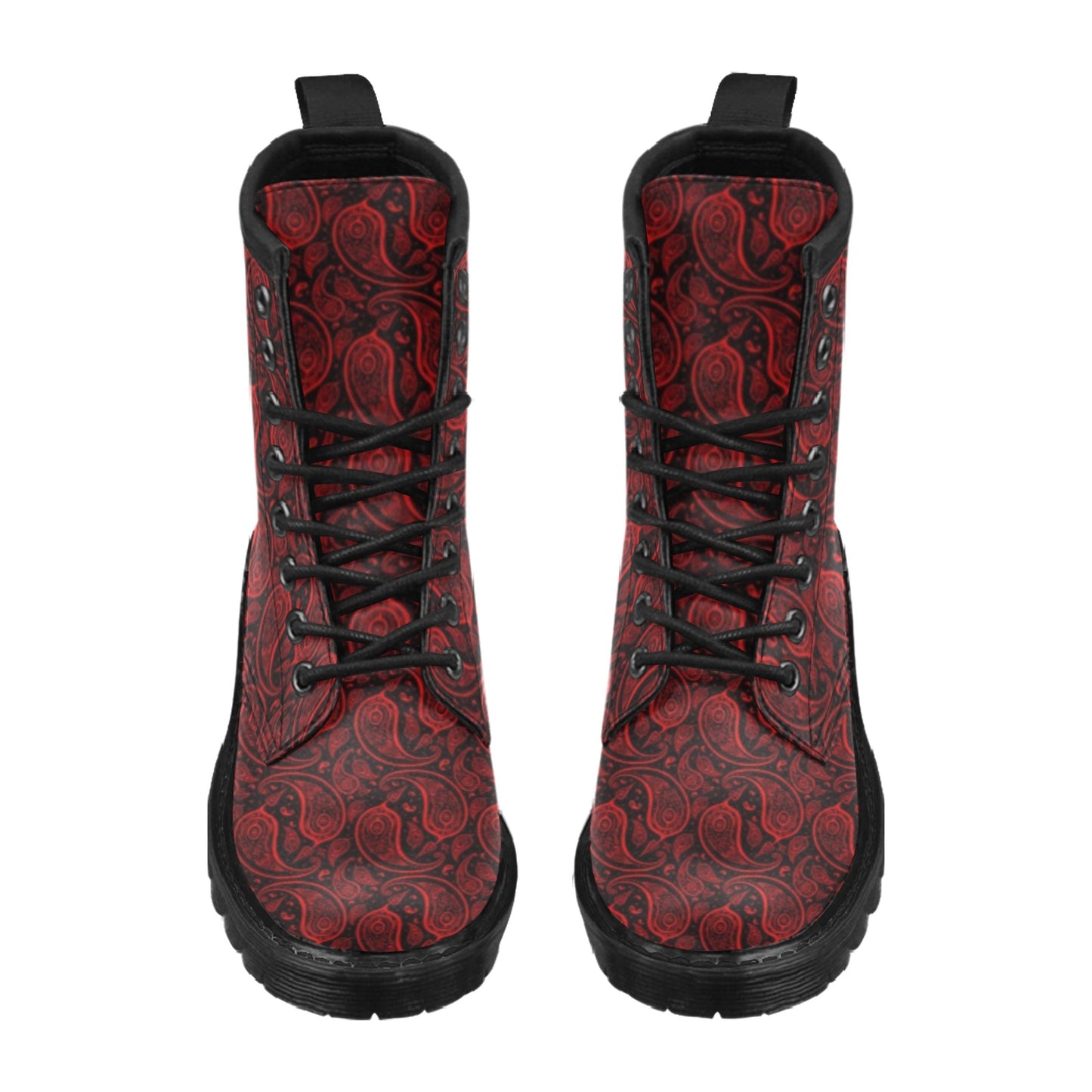 Paisley Red Design Print Women's Boots