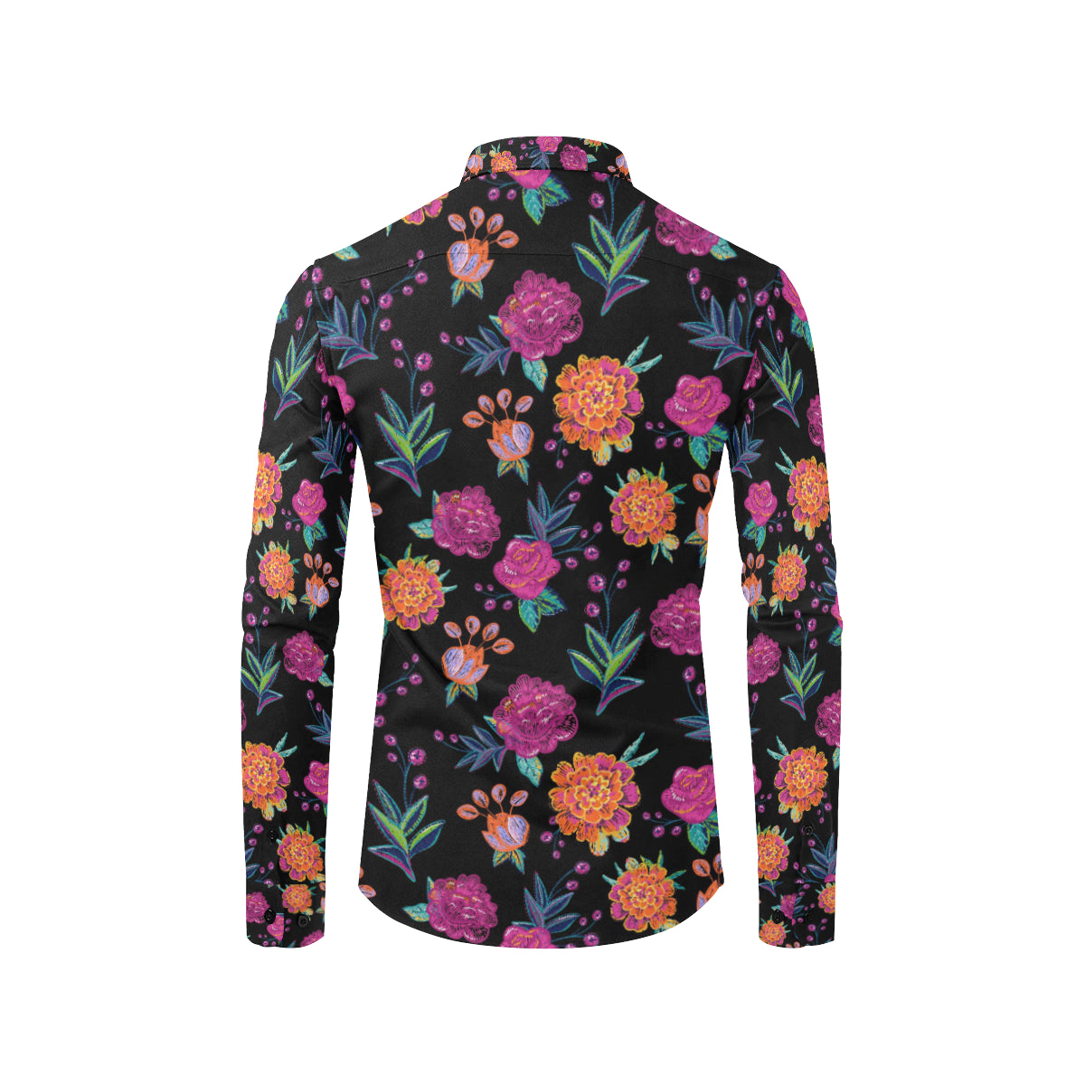 Marigold Pattern Print Design MR02 Men's Long Sleeve Shirt
