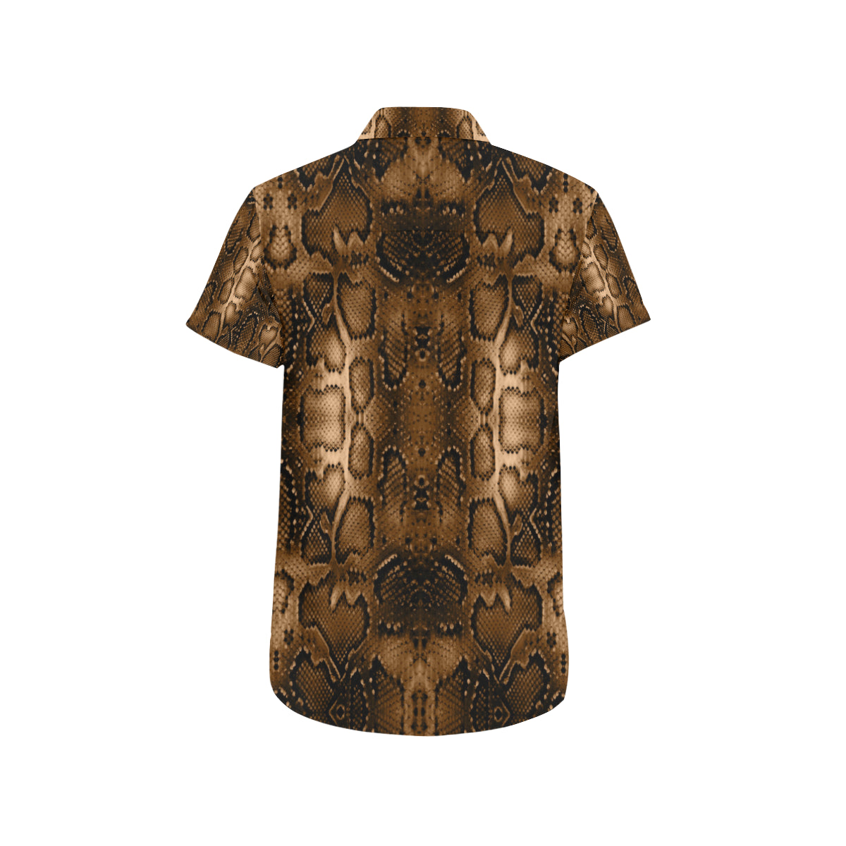 Snake Skin Brown Print Men's Short Sleeve Button Up Shirt
