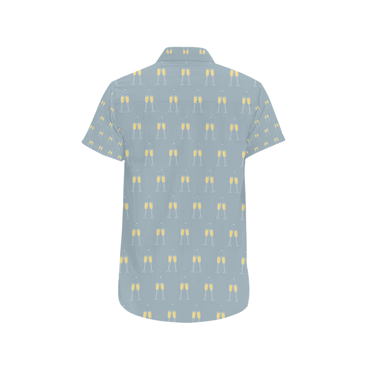 Champagne Pattern Print Design 03 Men's Short Sleeve Button Up Shirt