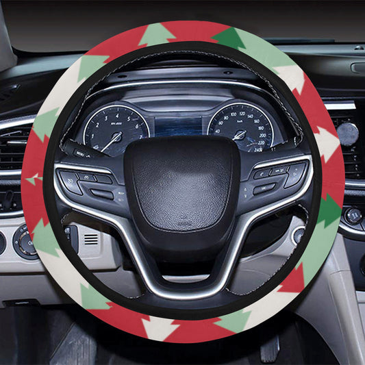 Christmas Tree Pattern Print Design 01 Steering Wheel Cover with Elastic Edge