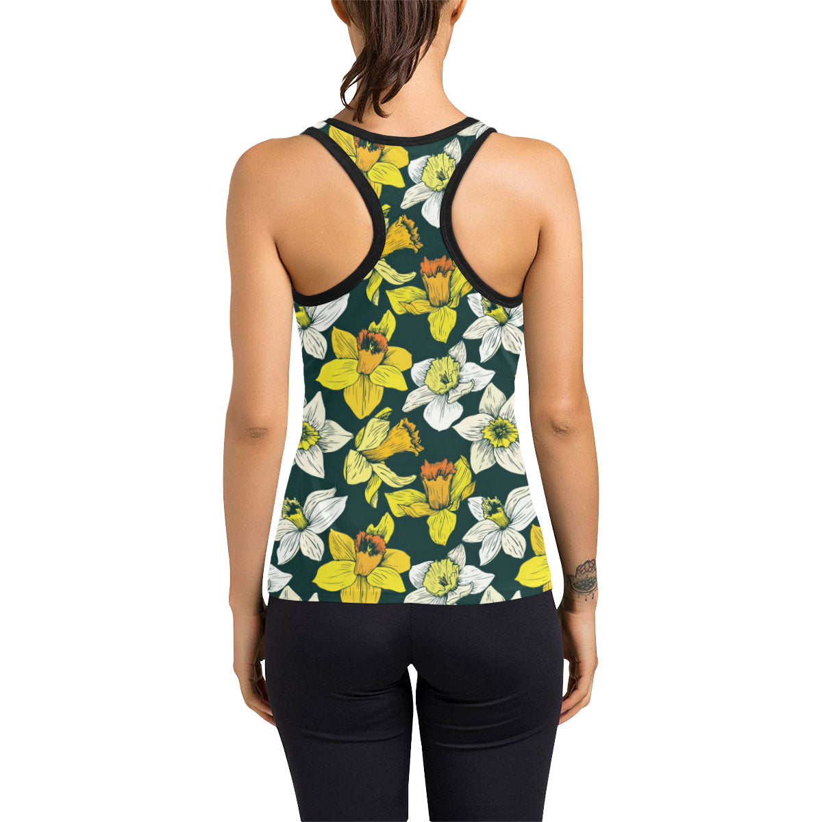 Daffodils Pattern Print Design DF02 Women's Racerback Tank Top