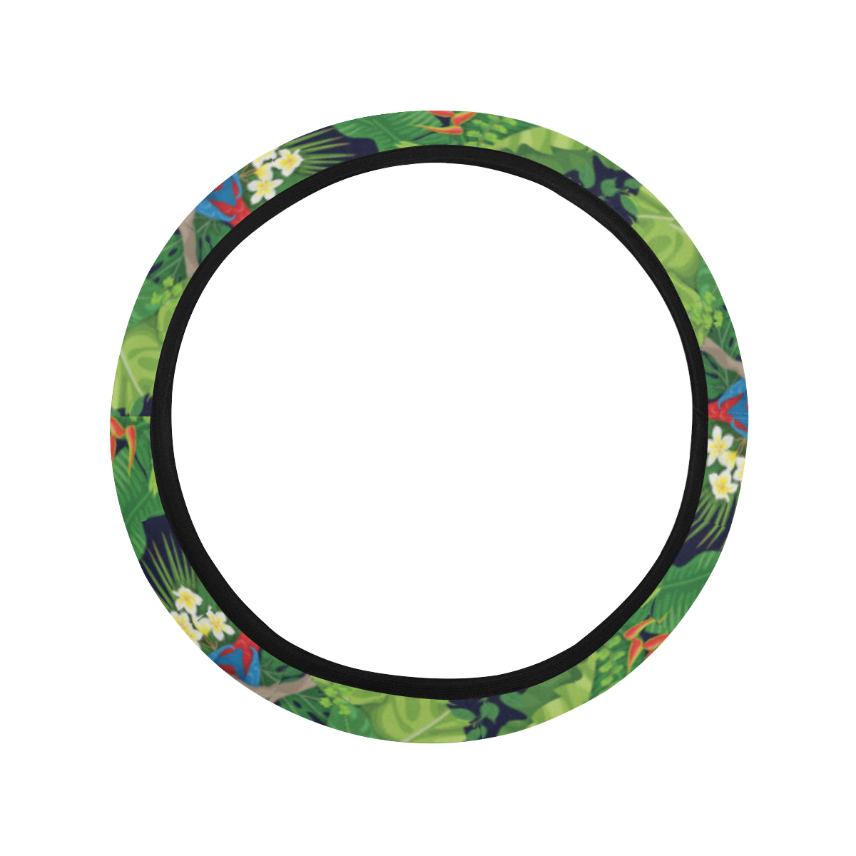 Rainforest Parrot Pattern Print Design A03 Steering Wheel Cover with Elastic Edge