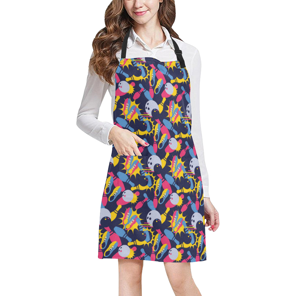 Bowling Pattern Print Design 02 Apron with Pocket