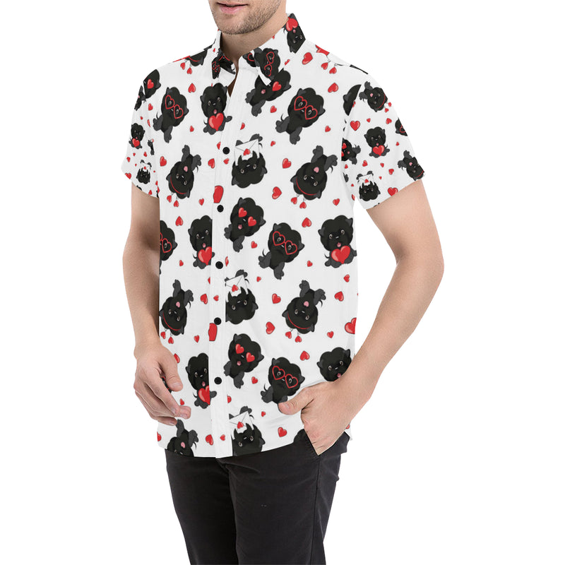 Affenpinscher Pattern Print Design 01 Men's Short Sleeve Button Up Shirt