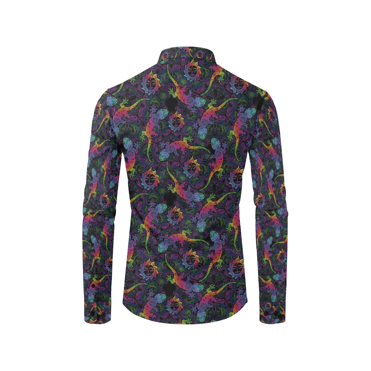 Gecko Rainbow Pattern Print Design 03 Men's Long Sleeve Shirt
