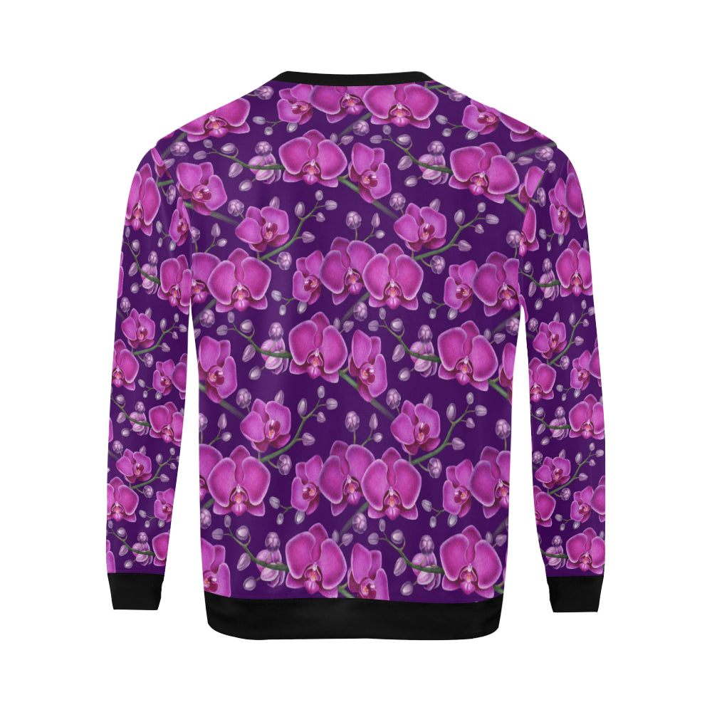 Orchid Purple Pattern Print Design OR02 Men Long Sleeve Sweatshirt
