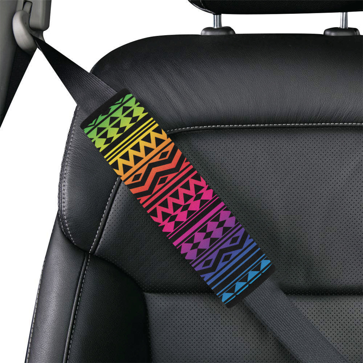 Rainbow Tribal Pattern Print Design A02 Car Seat Belt Cover