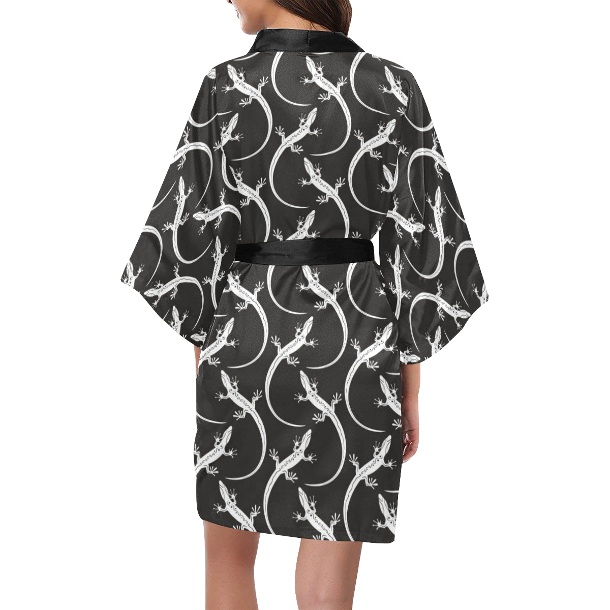 lizard Pattern Print Design 01 Women's Short Kimono