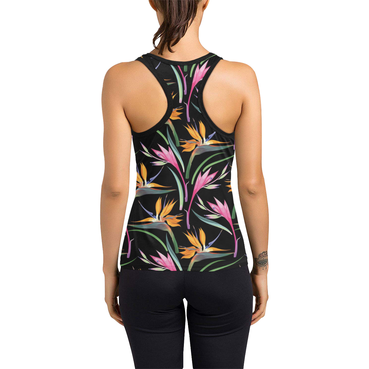 Tropical Flower Pattern Print Design TF017 Women's Racerback Tank Top
