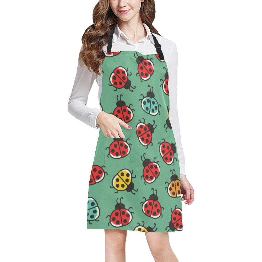 Ladybug Pattern Print Design 02 Apron with Pocket