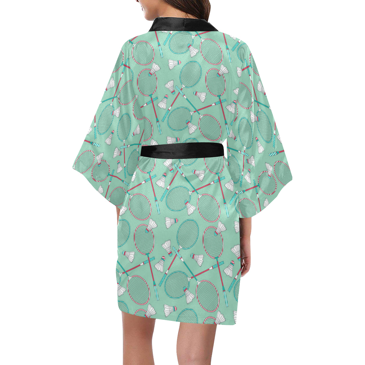 Badminton Pattern Print Design 05 Women's Short Kimono
