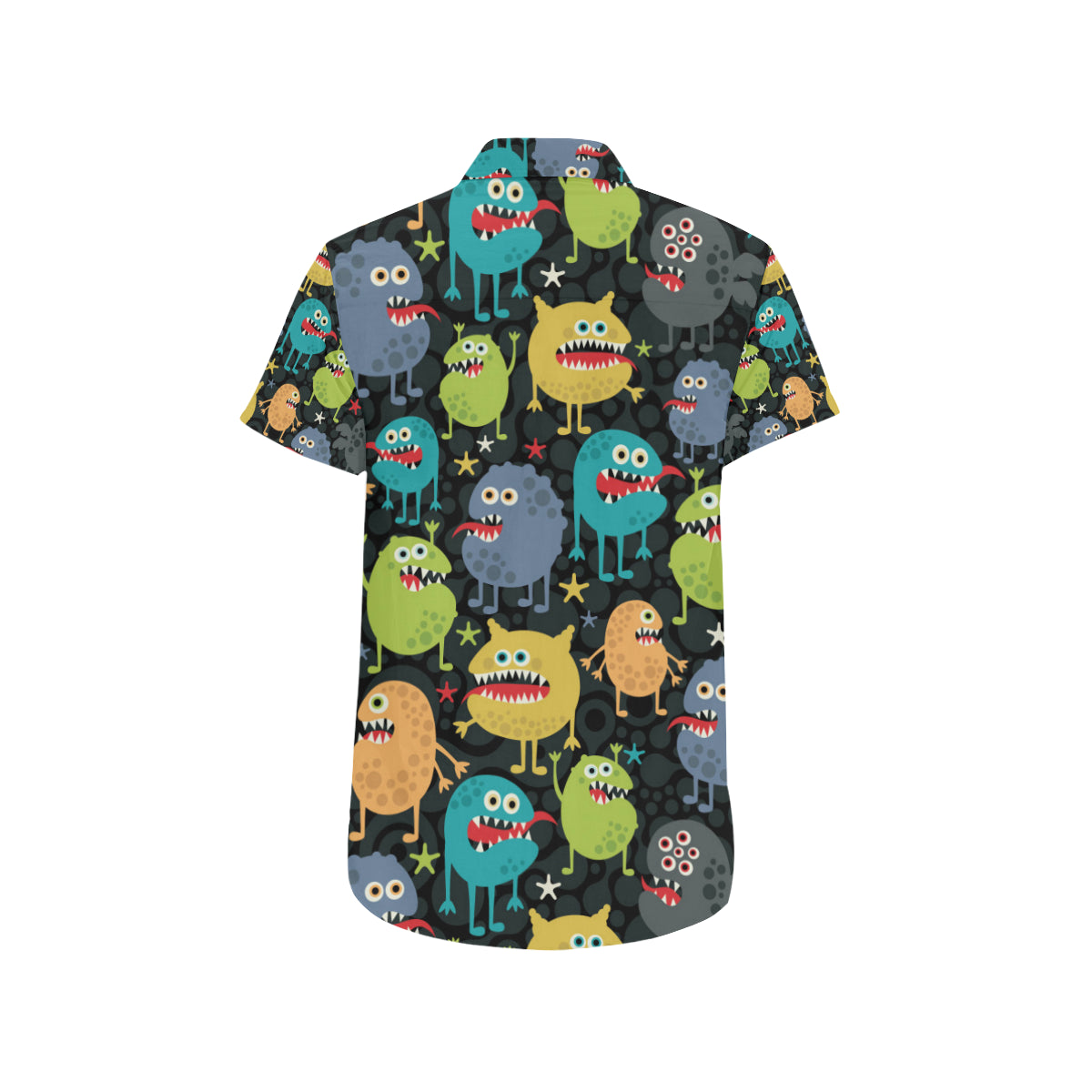 Monster Pattern Print Design 01 Men's Short Sleeve Button Up Shirt