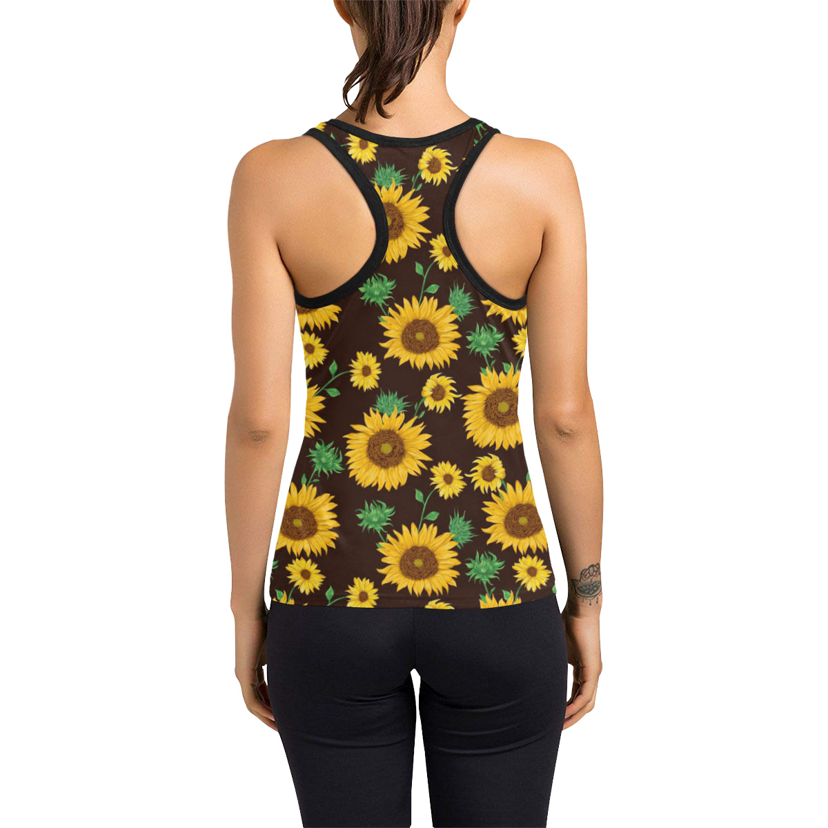 Sunflower Pattern Print Design SF01 Women's Racerback Tank Top
