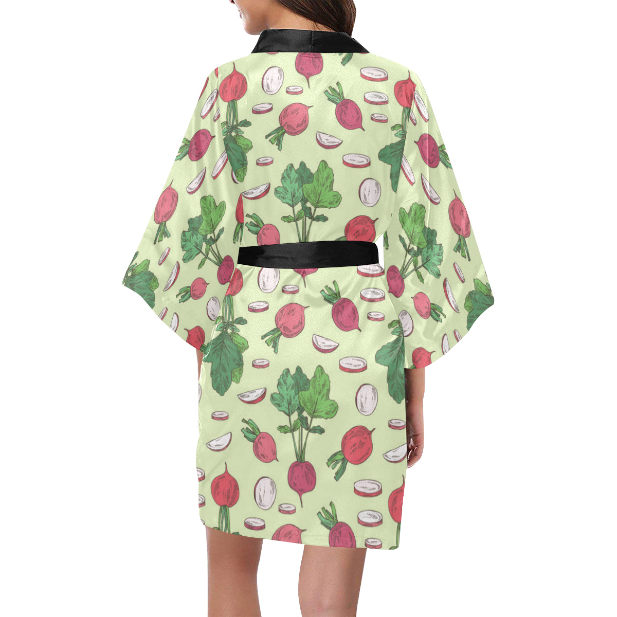 Radish Pattern Print Design A04 Women's Short Kimono