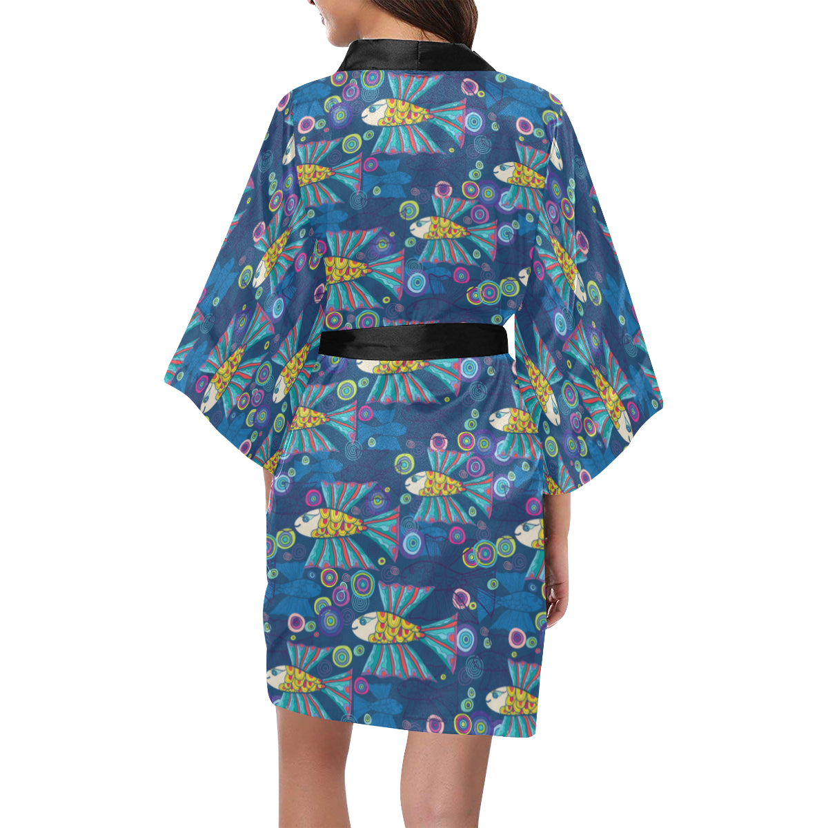 Flying Fish Pattern Print Design 01 Women's Short Kimono